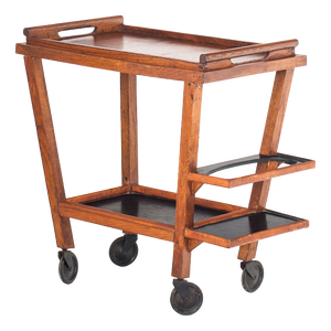 Vintage Oak Bar Cart with Pull-Out Tray, France, 1950s