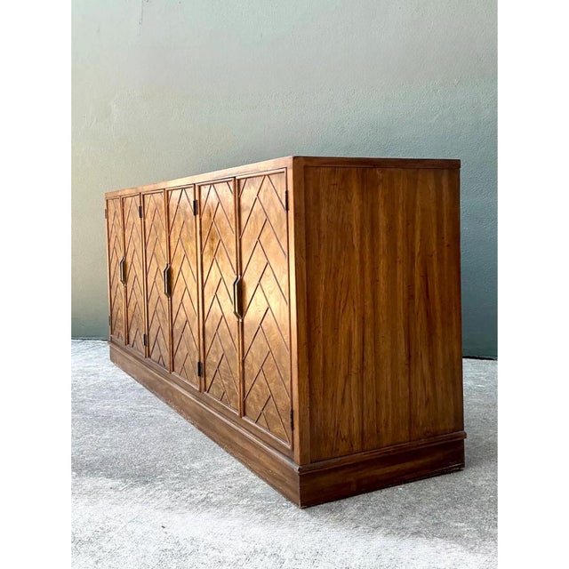 Vintage American of Martinsville Chevron Wood Credenza For Sale - Image 9 of 13