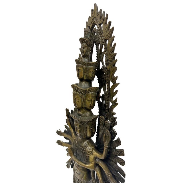 Bronze Vintage Chinese Bronze Eleven-Headed Avalokiteshvara, Kwan-Yin Sculpture For Sale - Image 8 of 14