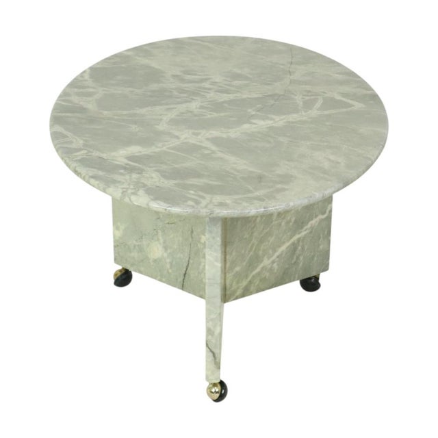 Round Marble Side Table on Wheels, 1970s For Sale - Image 11 of 18