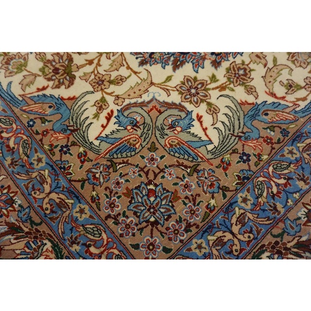 1920s Ivory Medallion Antique Persian Isfahan Carpet 4'11" X 7'3" by Zolfaghari Wool Rug For Sale - Image 13 of 15