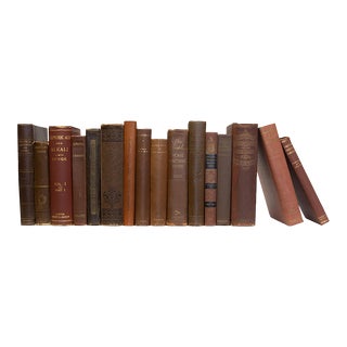 Decorative Books - Vintage Walnut Books - Brown Books By The Foot For Sale