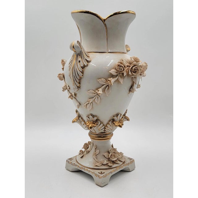 Antique OOAK Mid Century Ornate Hand Made Capodimonte Italy Large Vase No Chips For Sale In Houston - Image 6 of 12
