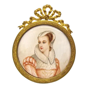 Mid 19th Century Miniature Portrait Madame Stuart by Adolphe Alexandre Lesrel, Framed