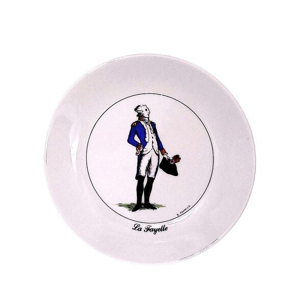 1989 Apilco Marquis De Lafayette Bernadette Frappier Saucer Plate White France For Sale - Image 10 of 10