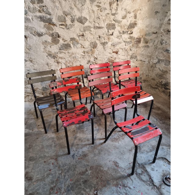 Vintage French Metal Bistro Chairs, 1970s, Set of 8 For Sale - Image 18 of 18