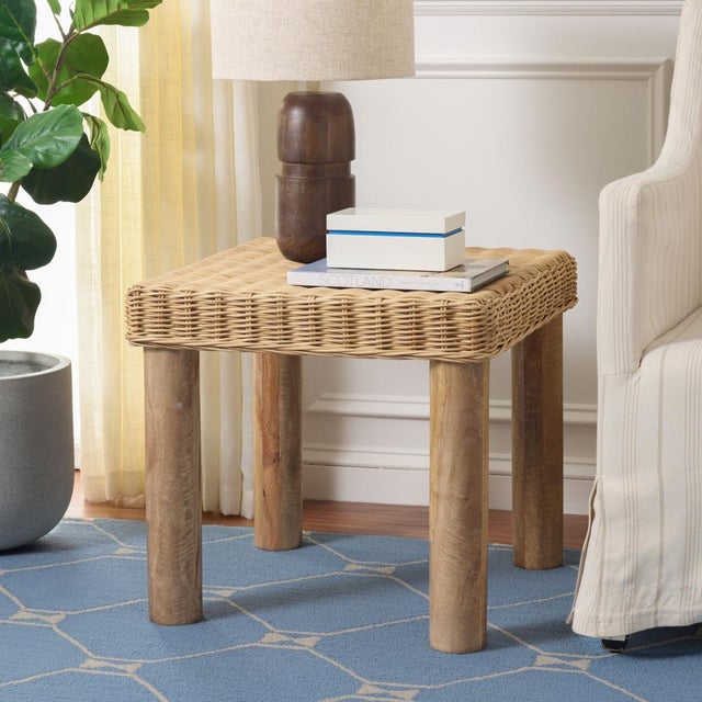 Introducing the Shazza Weaved Accent Table in a serene natural hue. This exquisite piece seamlessly blends form and...