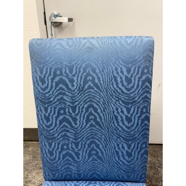 Wood Chippendale Moiré-Patterned Fabric Side Chairs, Vintage For Sale - Image 7 of 12
