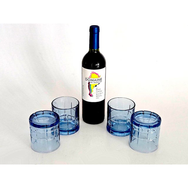 Vintage Anchor Hocking Old Fashioned Glasses in Tartan Blueberry, Set of 4 For Sale - Image 9 of 11