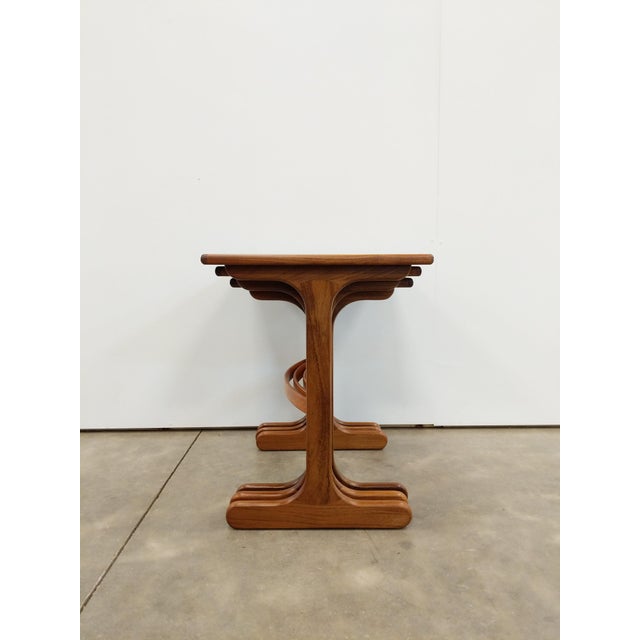 Set of 3 authentic vintage mid century modern teak nesting tables. "Fresco" series designed by Victor Wilkins for G Plan....