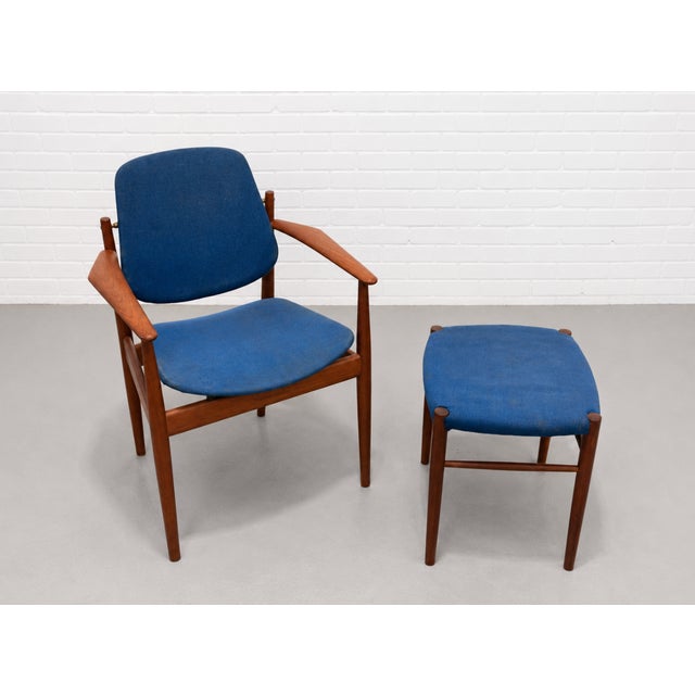 Mid Century Modern Danish Teak Model 203 Armchair + Ottoman by Arne Vodder for France & Daverkosen, C. 1960's For Sale - Image 11 of 17