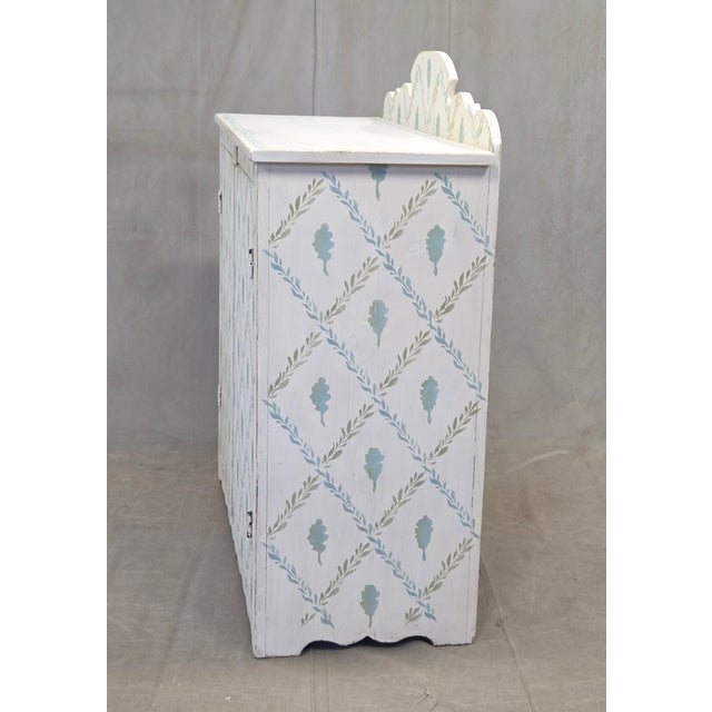 Antique Rustic Pine Two Door Cabinet With Distress Painted and Stenciled Surface For Sale - Image 15 of 18