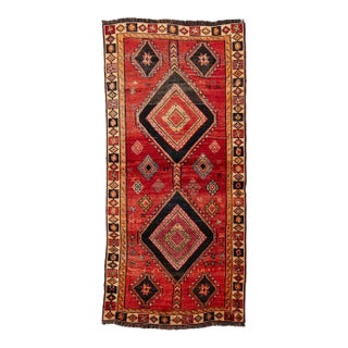 Mid-Century Vintage Tribal Kurdish Wool Rug With Geometric Diamond Medallions For Sale