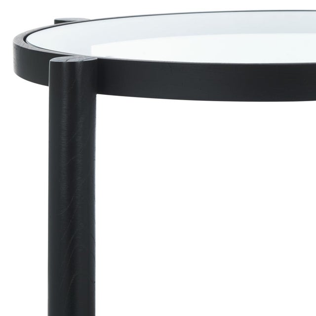Spritely Home Karyna Rattan & Glass Accent Table With Shelf in Black / Natural For Sale - Image 4 of 8