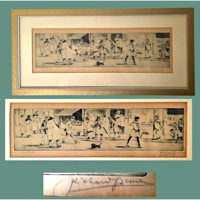 Original German panoramic etching titled Altmarkt (“Old Market”) by Richard Bloos (1878–1957), a Düsseldorf School artist....