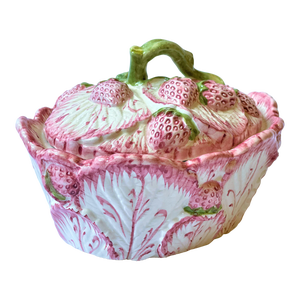 Vintage Portuguese Faience Strawberry Trinket Box