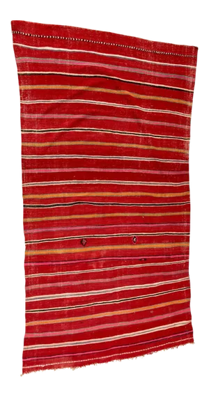 1960s Moroccan Vintage Flat-Weave Ethnic Textile Rug