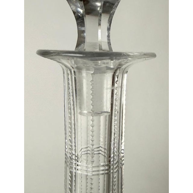 Early 20th Century Antique Hand-Cut Crystal Whiskey Decanter with Faceted Stopper, 1900 For Sale - Image 5 of 17