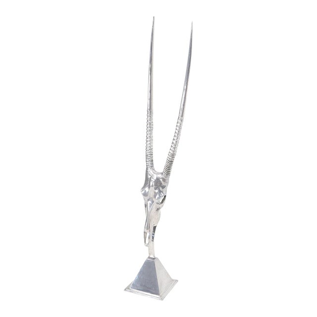 Vintage Arthur Court Tall Sculpture of a Gazelle in Polished Aluminum For Sale