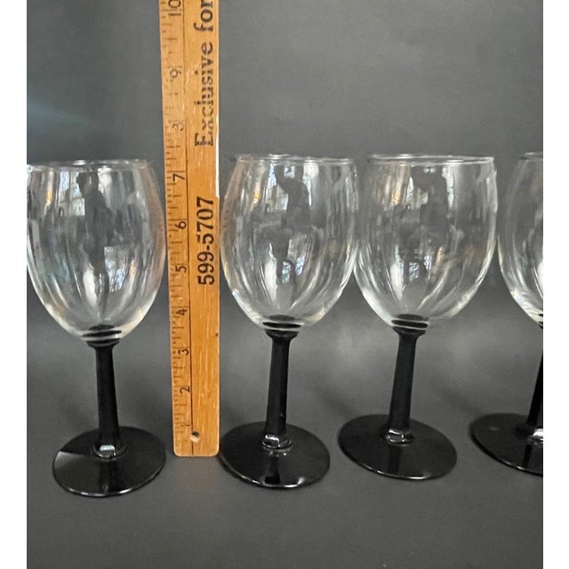 Vintage Black Stem Wine Glasses – Crystal D’Arques France Hexagon Barware - Set of 5 For Sale In Miami - Image 6 of 6