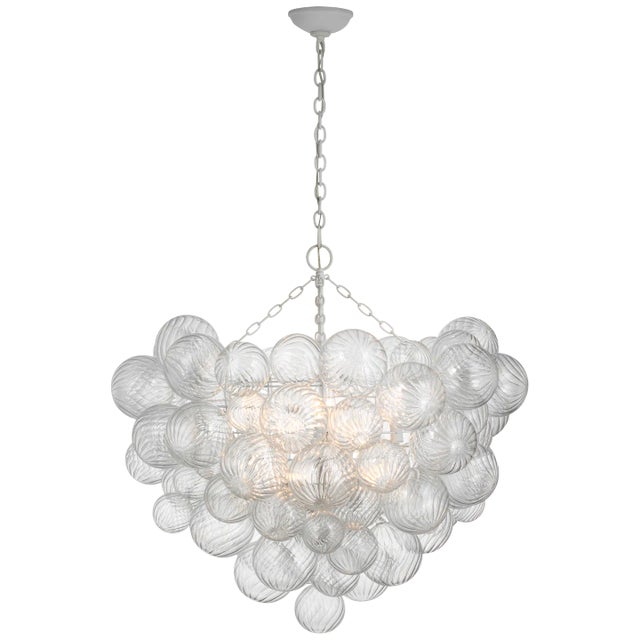 Transitional Julie Neill for Visual Comfort Signature Talia Grande Chandelier in Plaster White with Clear Swirled Glass For Sale - Image 3 of 3