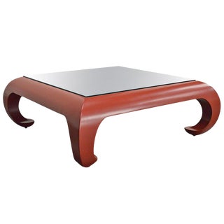 Ming Table in Chinese Red Lacquer With Mirror Top For Sale