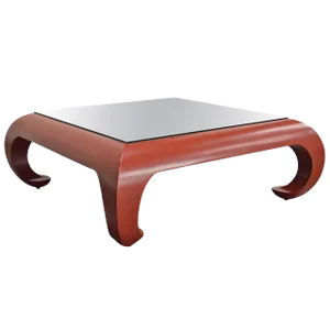 Ming Table in Chinese Red Lacquer With Mirror Top