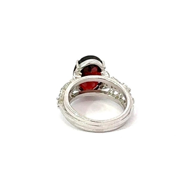 Edwardian Inspired Garnet & Zircon Solitaire Ring in 925 Silver Size - 7.5 For Sale - Image 9 of 13