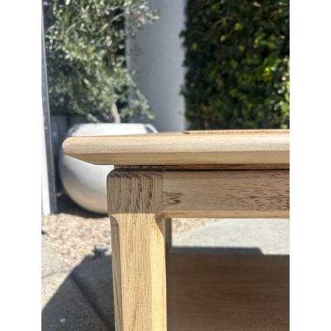 Traditional Vintage Wood Side Table With Inset Stone Top and Lower Shelf For Sale - Image 3 of 17