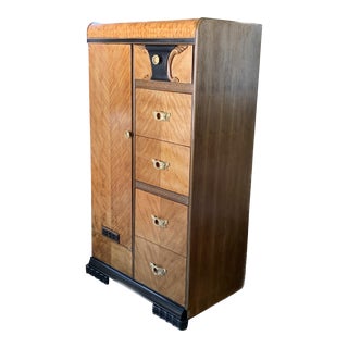 Art Deco 1930 Waterfall Wardrobe Armoire For Sale