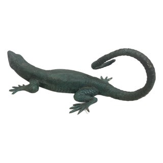 Mid Century Large Tessellated Stone Box With Bronze Lizard Handle, 1970s For Sale