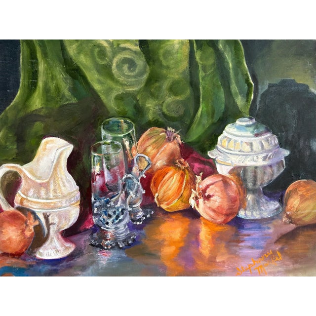 Impressionist Vintage Impressionist Still Life Oil Painting For Sale - Image 3 of 7