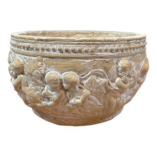 Late 20th Century Neoclassical Style Distressed Terra Cotta Cherub Planter For Sale