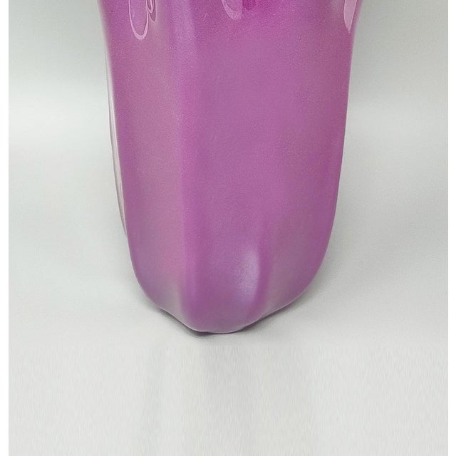 Purple Magenta-Pink Fazzoletto Murano Glass Vase by Michielotto, 1970s For Sale - Image 8 of 9