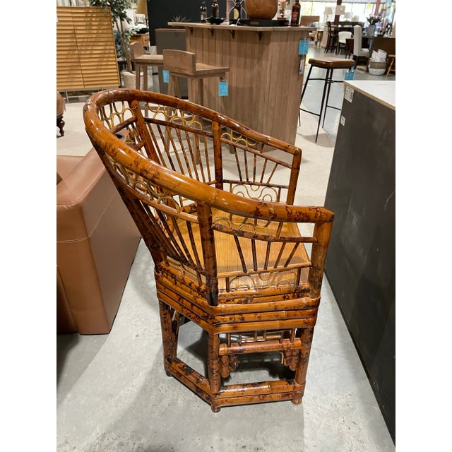 Chinese Vintage Rattan and Bamboo Brighton Pavilion Chair For Sale - Image 3 of 9