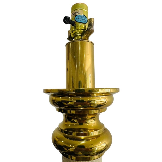 Vintage 1980s Stiffel Floor Lamp With Brass and Faux Snakeskin, Hollywood Regency Style Lighting For Sale - Image 12 of 15