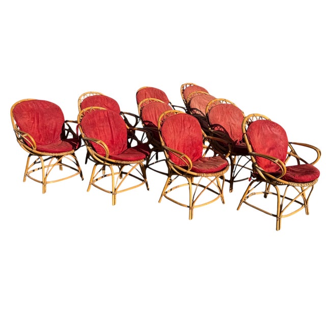 Vintage Rattan Armchairs, 1960s, France, Set of 10 For Sale - Image 14 of 18