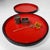 Beautiful set of two round Japanese trays, so-called marubon, in lacquered wood. Dimensions: height 3 cm, diameter 48 cm...