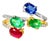 Late 20th Century 18K Gold Diamond Ruby Emerald Sapphire Duo Bypass Ring Estate, Size 7.5 For Sale
