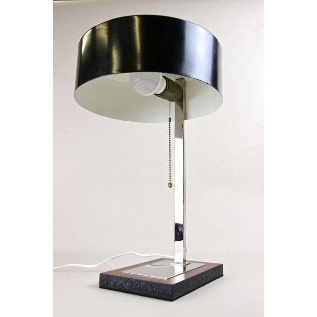 Mid-Century Chromed Table Lamp with Black Metal Lamp Shade, Austria, 1950s For Sale - Image 13 of 18