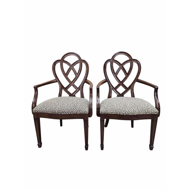Vintage Ethan Allen Mahogany Dining Armchairs With Interlocking Heart Back Design – 4 For Sale - Image 9 of 12
