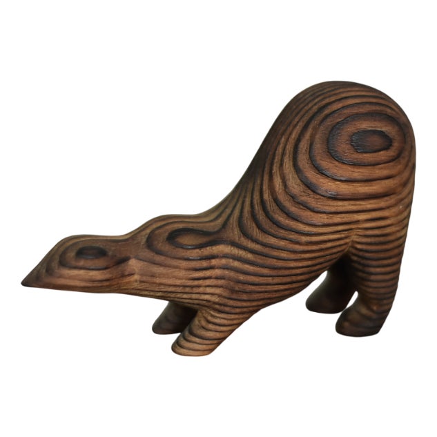 Vintage Danish Modern Dark Wood Sculpture Badger Figurine, 1960s For Sale