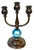 Pair Tiffany Studios No. 1312 Patinated Bronze & Blue Favrile Glass Candelabra For Sale - Image 4 of 16