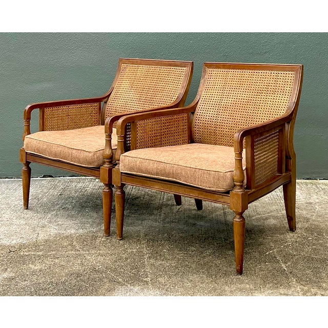 Vintage Baker Cane Panel Lounge Chairs - A Pair For Sale - Image 9 of 12