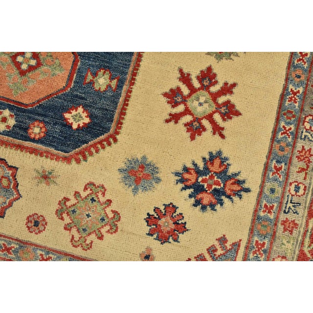 Kazak Rug 5’8” X 7’7” Beige Wool Tribal Hand-Knotted Oriental Carpet For Sale - Image 4 of 12