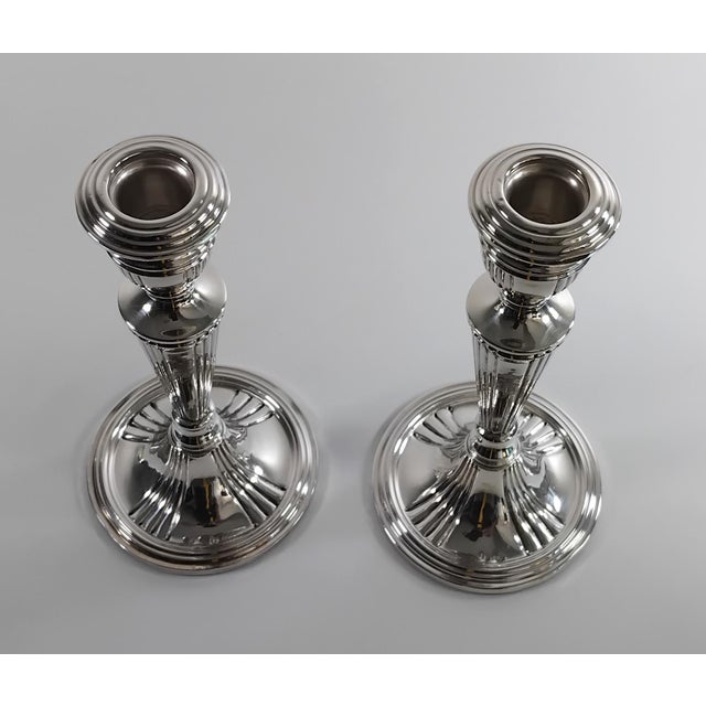 1950s Spanish Mid-Century . Sterling Silver Candlesticks by Montejo - A Pair For Sale - Image 4 of 6