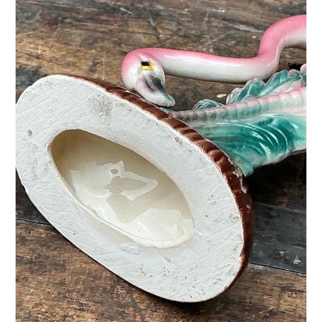 Vintage MCM Glazed Ceramic Flamingo For Sale - Image 9 of 12
