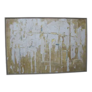 Wlodzimierz Ksiazek Untitled Yellow Blue White Abstract Oil & Cold Wax Painting