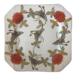 1970’s Neiman Marcus Handpainted Orange Peonie & Butterfly Decorative Plate