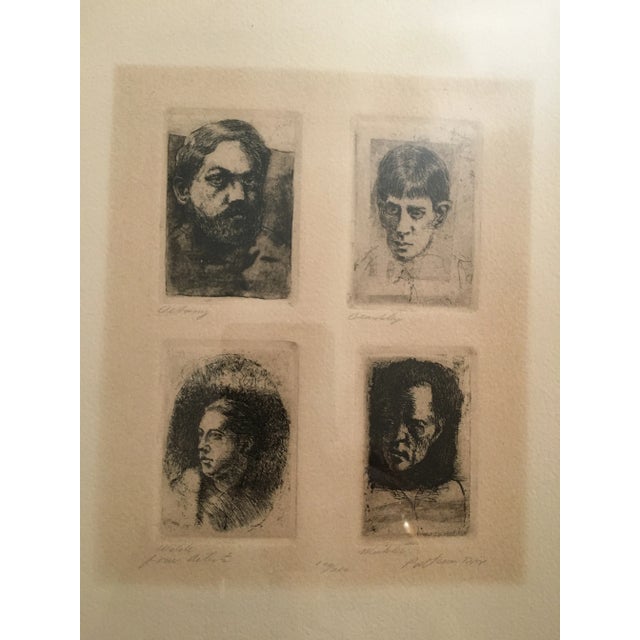 Printmaking Materials 1970s William Patterson Etching “Four Artists” For Sale - Image 7 of 8